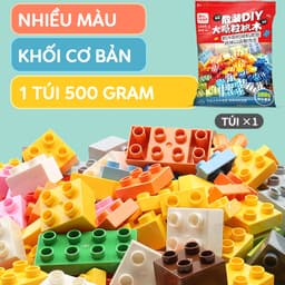 Thumbnail Đồ chơi xếp hình cho bé loại to, bộ lắp ghép các khối cỡ lớn bằng nhựa ABS túi 500 gram 2