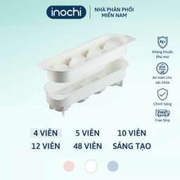 Thumbnail Khay đá tròn Kari 4 viên Inochi, chất liệu nhựa PP an toàn 1