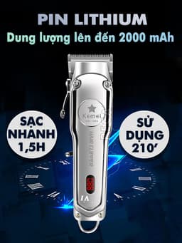 Thumbnail Tông đơ cắt tóc chuyên nghiệp màn hình LCD KEMEI KM-1996 hợp kim nhôm hàng không cao cấp lưỡi thép không gỉ pin trâu 3 1
