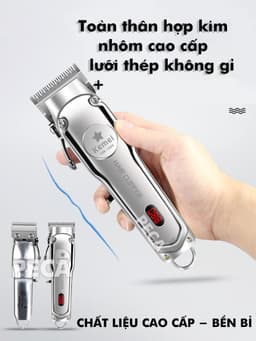 Thumbnail Tông đơ cắt tóc chuyên nghiệp màn hình LCD KEMEI KM-1996 hợp kim nhôm hàng không cao cấp lưỡi thép không gỉ pin trâu 3 4