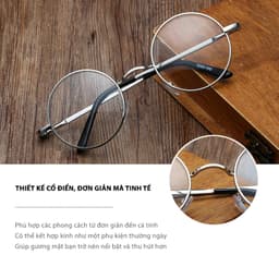 Thumbnail Gọng Kính Mắt Tròn Nhỏ Nam Nữ Aoron Chất Liệu Kim Loại Chống Gỉ Cao Cấp Có Thể Thay Cận Phong Cách Vintage AK044 4