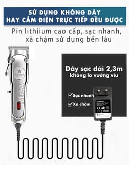 Thumbnail Tông đơ cắt tóc chuyên nghiệp màn hình LCD KEMEI KM-1996 hợp kim nhôm hàng không cao cấp lưỡi thép không gỉ pin trâu 3 3