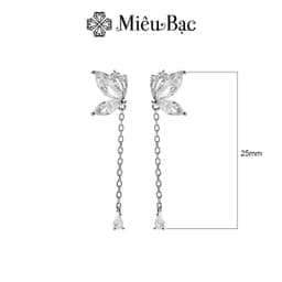 Thumbnail Bông tai bạc nữ hồ điệp đính đá dáng dài Miêu Bạc khuyên tai xinh xắn chất liệu s925 phụ kiện thời trang trang sức MB54 1