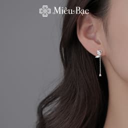 Thumbnail Bông tai bạc nữ hồ điệp đính đá dáng dài Miêu Bạc khuyên tai xinh xắn chất liệu s925 phụ kiện thời trang trang sức MB54 2