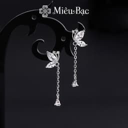 Thumbnail Bông tai bạc nữ hồ điệp đính đá dáng dài Miêu Bạc khuyên tai xinh xắn chất liệu s925 phụ kiện thời trang trang sức MB54 3