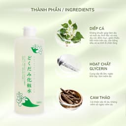 Thumbnail Nước hoa hồng diếp cá tía tô Chinoshio Dokudami Natural Skin Lotion cho da dầu mụn Lotion Nhật Bản 500ml - Bahachiha 3