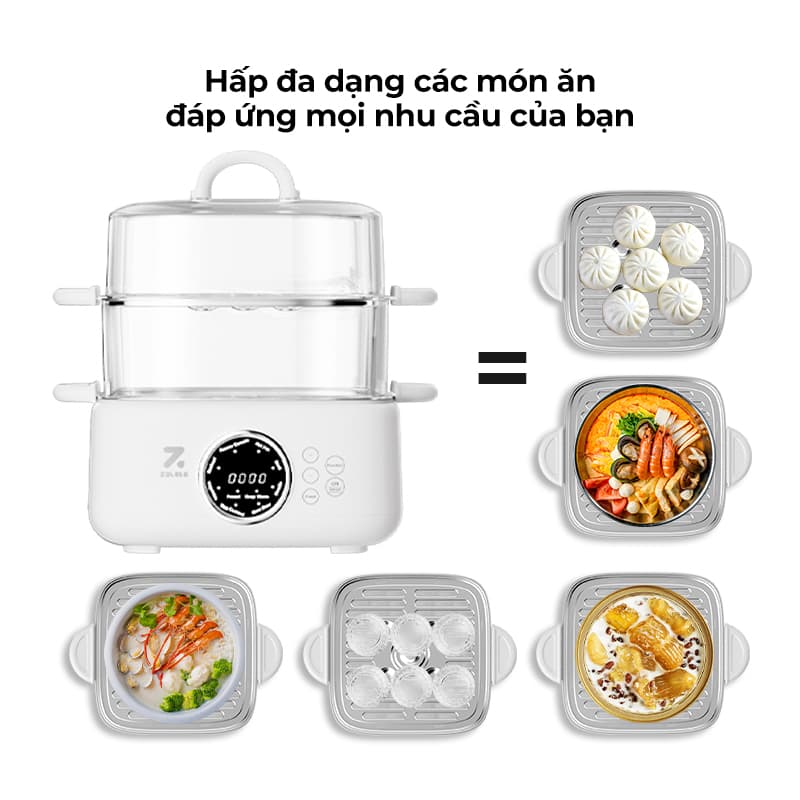Ảnh Nồi hấp nồi lẩu điện đa năng 2 tầng ZOLELE nấu lẩu, nấu canh, hấp bánh bao ES931 9.3L - Chính hãng 3