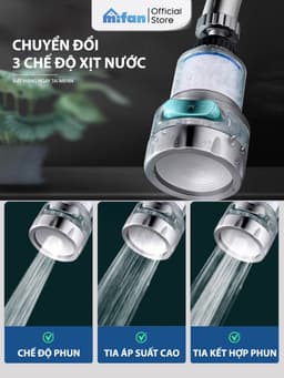 Thumbnail Đầu vòi rửa bát tăng áp lọc nước 3 chế độ phun Mifan - Lõi PP loại bỏ cặn bẩn, clo, màu và mùi, cổ xoay 360 bồn rửa chén 3