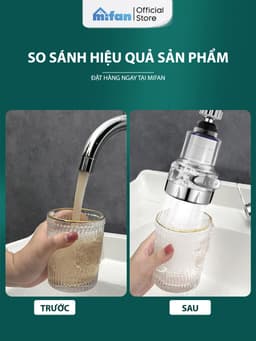 Thumbnail Đầu vòi rửa bát tăng áp lọc nước 3 chế độ phun Mifan - Lõi PP loại bỏ cặn bẩn, clo, màu và mùi, cổ xoay 360 bồn rửa chén 1
