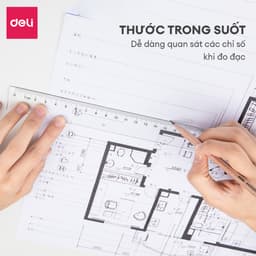 Thumbnail Thước kẻ trong suốt Deli - 18/ 20/ 30cm - Chất liệu PS bền chống trầy xước - Phù hợp với học sinh dân văn phòng học tập 3
