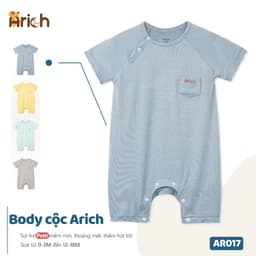 Thumbnail Body cộc tay Arich vải sợi tre petit cao cấp, co giãn, mềm mịn cho bé trai bé gái size 0-18tháng 4