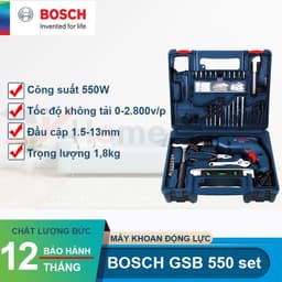 Thumbnail Bộ máy khoan động lực Bosch GSB 550 SET 100 món 550W GWS 600 600W bảo hành 12 tháng 2