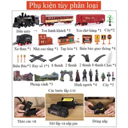 Thumbnail Bộ đồ chơi đường ray xe lửa cổ điển KAVY phun được khói chất liệu hợp kim có nhạc và đèn 1