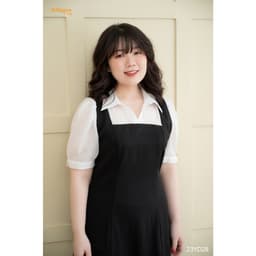 Thumbnail Đầm sơ mi cổ đức phối trắng giả yếm BIGSIZE (55kg đến 95kg) - 23YD28 - [BU Bigsize Young] 2