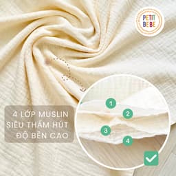 Thumbnail Khăn sữa cho bé màu kem trơn Petit Bebe muslin thấm hút mềm mại cho làn da bé 1
