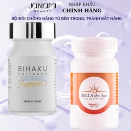 Thumbnail Bộ đôi bảo vệ da, giúp trắng sáng ngừa tia UV Bihaku Collagen 30v và Bella The Sun 30v của Nhật Bản 1