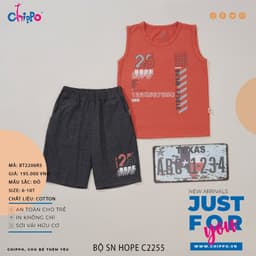Thumbnail Set bộ hè Ba Lỗ Chippo chất liệu 100% Cotton mặc ở nhà cho bé Trai từ 6 đến 10 Tuổi (22-33Kg) 1
