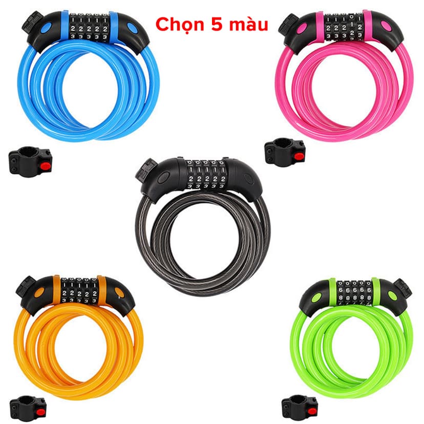 Ảnh Khóa Xe Đạp Dây Lõi Thép 5 Số Dài 120cm – Chọn Màu – Bộ Khóa Xe Máy Thông Minh Chống Trộm Cao Cấp Chính Hãng Amalife 4