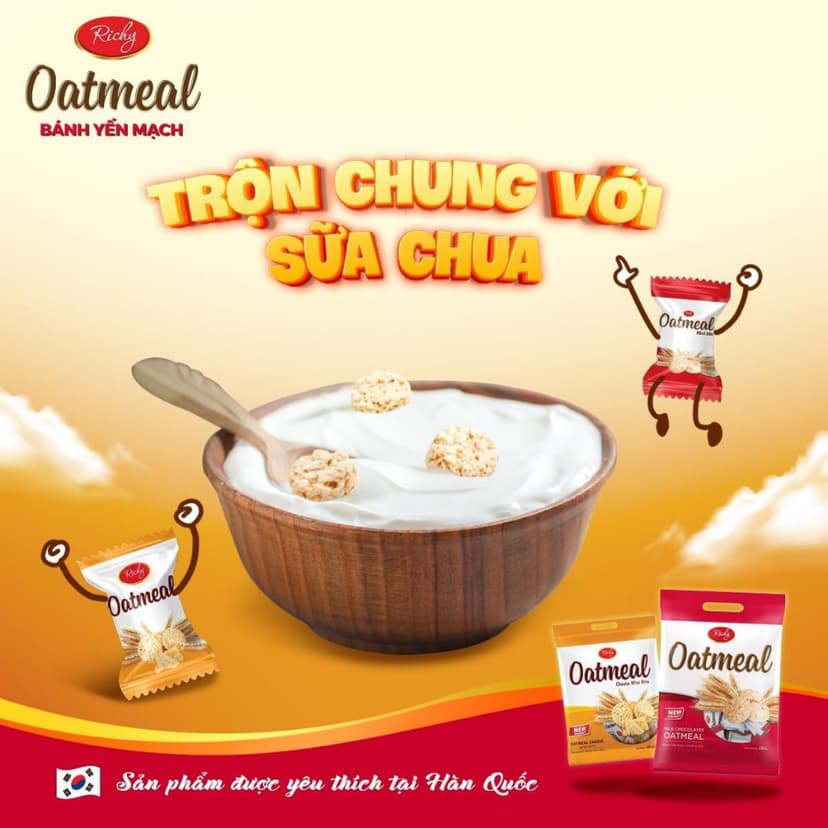 Ảnh Bánh yến mạch Oadtmeal Richy vị sữa túi 206g 4