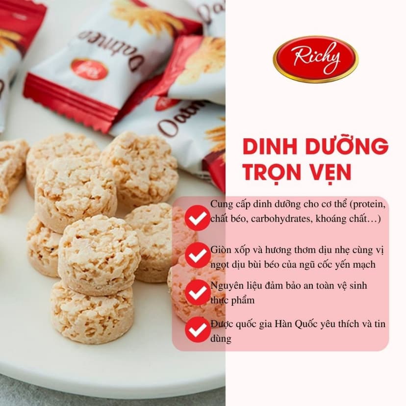 Ảnh Bánh yến mạch Oadtmeal Richy vị sữa túi 206g 2