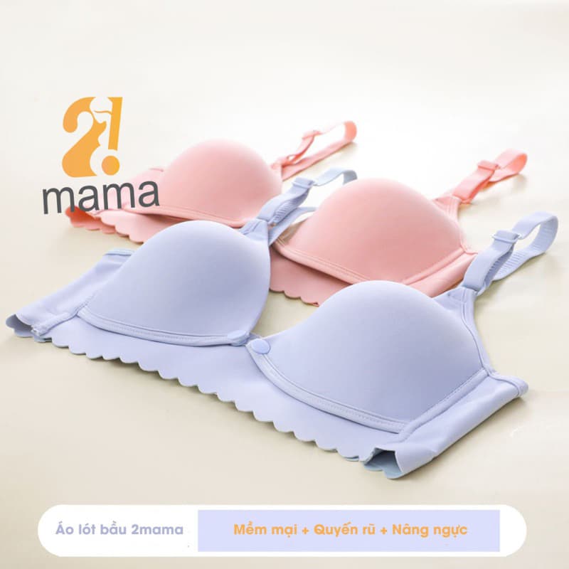 Ảnh Áo lót ngực bầu 2mama cho bé bú, chất liệu su non viền sóng mềm mại, nâng ngực, quyến rũ V185 3