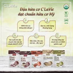 Thumbnail Đậu hạt hữu cơ cho bé ăn dặm C'LaVie 200g: Đậu đỏ, Đậu xanh, Đậu nành, Đậu lăng đỏ, Hạt lanh, Hạt mè, Hạt bí, Hạt kê 2
