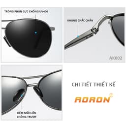 Thumbnail Kính Râm Nam Thời Trang Phân Cực Chống Lóa, Chống Chói Lái Xe Đi Đêm Kiểu Dáng Phi Công AK002 - AORON 4