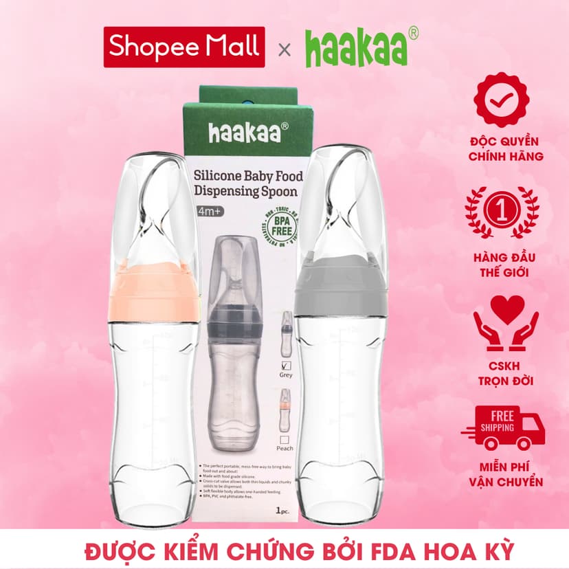 Ảnh Bình Thìa Ăn Dặm Bón Sữa Cao Cấp 2 in 1 Cho Bé 120ml Haakaa, New Zealand 2