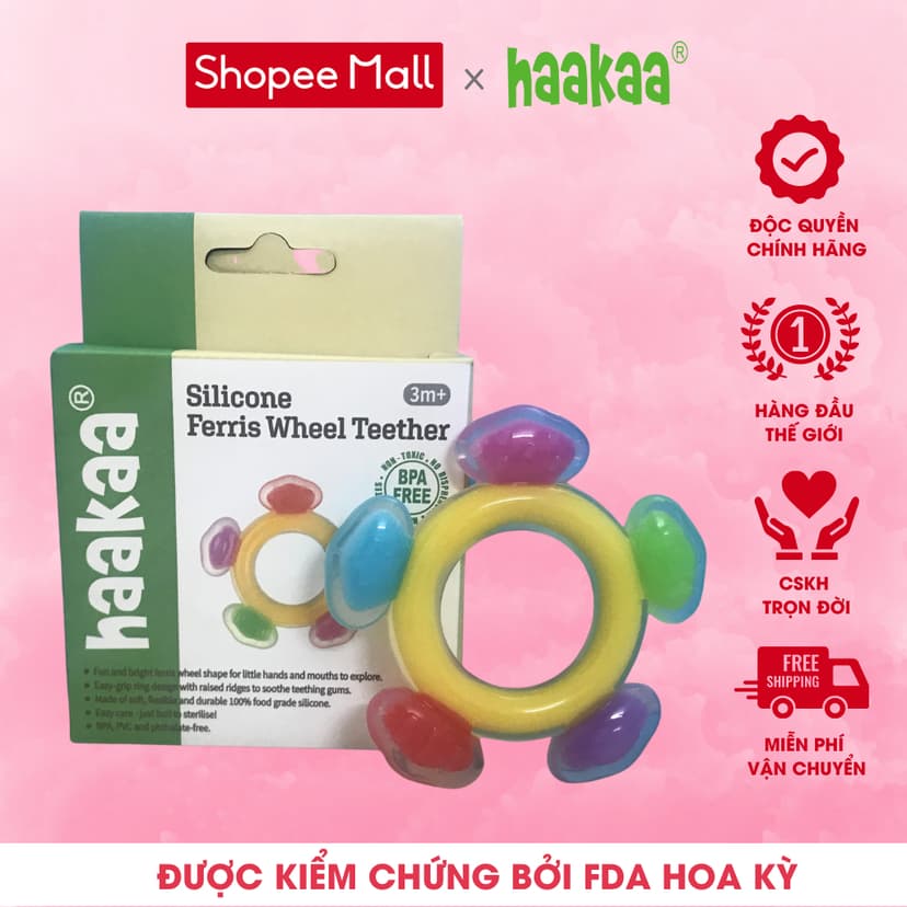 Ảnh Gặm Nướu Cho Bé Hình Bánh Xe Haakaa, New Zealand. Chất Liệu Silicone Cao Cấp, Chứng Nhận An Toàn FDA 3
