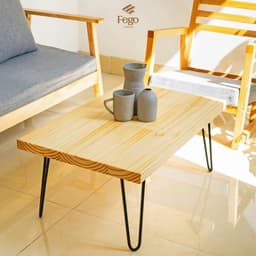 Thumbnail Bàn trà Sofa gỗ thông FEGO chân sắt hairpin chắc chắn, dày dặn dùng cho phòng khách 1