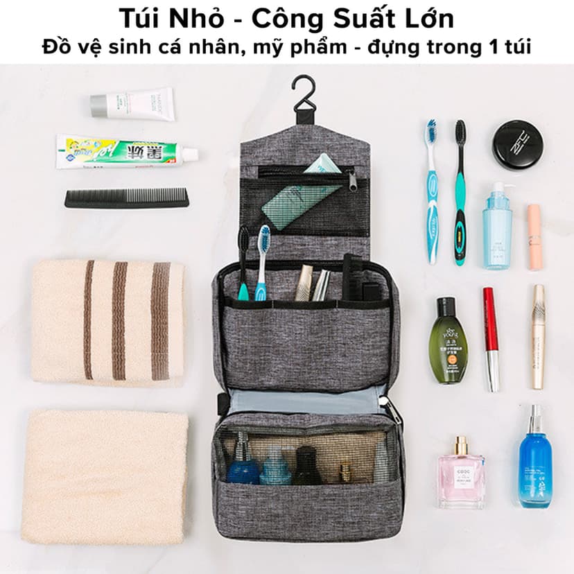 Ảnh Túi Đựng Đồ Mỹ Phẩm,  Đồ Trang Điểm, Đồ Cá Nhân Đi Du Lịch Nhiều Ngăn Chống Nước Có Quai Xách Chính Hãng Amalife 1