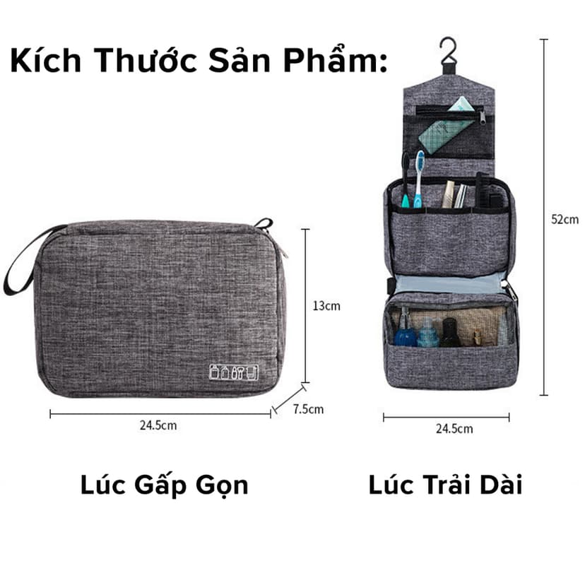 Ảnh Túi Đựng Đồ Mỹ Phẩm,  Đồ Trang Điểm, Đồ Cá Nhân Đi Du Lịch Nhiều Ngăn Chống Nước Có Quai Xách Chính Hãng Amalife 2
