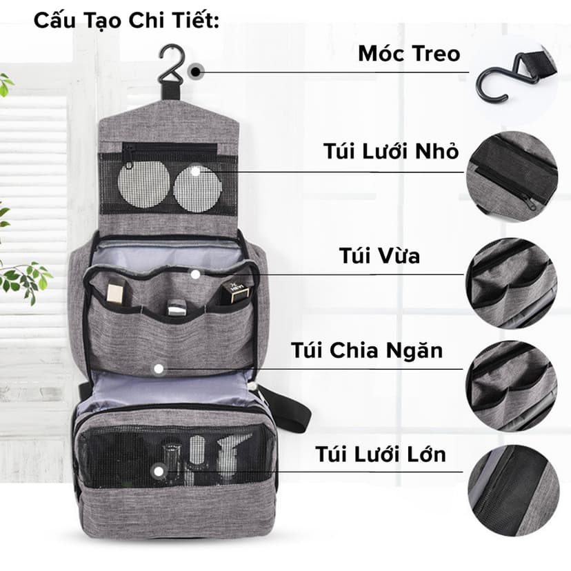 Ảnh Túi Đựng Đồ Mỹ Phẩm,  Đồ Trang Điểm, Đồ Cá Nhân Đi Du Lịch Nhiều Ngăn Chống Nước Có Quai Xách Chính Hãng Amalife 3