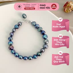 Thumbnail Vòng Tay Ngọc Trai Hạt Dẹt Màu Đen Nước Ngọt Trẻ Trung, Dễ Thương - Ngọc Trai Trường Thịnh 1