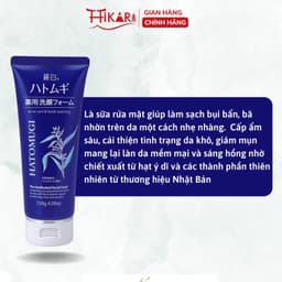 Thumbnail Sữa rửa mặt ý dĩ ngừa mụn Reihaku Hatomugi The Medicated Facial Foam dưỡng ẩm sáng da 130g 4