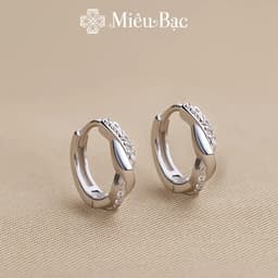 Thumbnail Khuyên tai bạc nữ tròn xoắn đính đá Miêu Bạc bông tai nữ chất liệu Bạc S925 chốt cài chắc chắn phụ kiện trang sức MB62 2