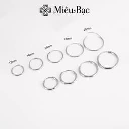 Thumbnail Khuyên tai bạc tròn trơn basic Miêu Bạc bông tai nữ nhiều size chốt gấp chắc chắn chất liệu bạc s925 phụ kiện trang MB61 1