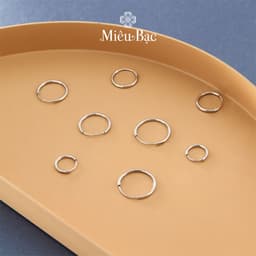 Thumbnail Khuyên tai bạc tròn trơn basic Miêu Bạc bông tai nữ nhiều size chốt gấp chắc chắn chất liệu bạc s925 phụ kiện trang MB61 3