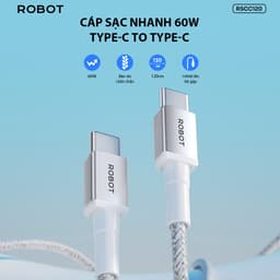 Thumbnail Cáp Sạc Nhanh 60W ROBOT RSCC120 Type-C to Type-C Chất Liệu Dù Dài 1,2m 3