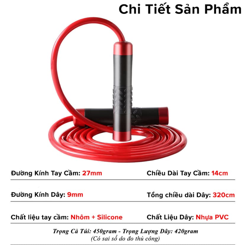 Ảnh Dây Nhảy Thể Lực Nặng 450g Cho Người Luyện Võ Thuật, Boxing, Muay Thái (Tặng Túi) AngTop1 Chọn Màu Chính Hãng Amalife 2
