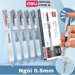 Thumbnail Bút Bi Nước Deli Viết Gel Bấm A575 Ngòi 0.5mm Mực Xanh Đen Đỏ Trơn Tru Cho Học Sinh Văn Phòng 1