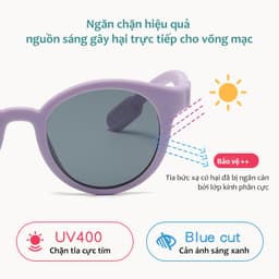 Thumbnail Kính Mát Phân Cực Mắt Tròn Dễ Thương Cho Bé Từ 3-8 Tuổi Gọng Silicon Mềm Màu Pastel Tròng Chống Tia UV An Toàn AK138 4