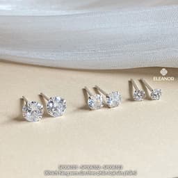 Thumbnail Bông tai nữ nụ đính đá bạc 925 Eleanor Accessories khuyên tai dáng tròn basic phụ kiện trang sức cao cấp 6101 2