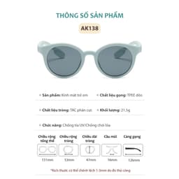 Thumbnail Kính Mát Phân Cực Mắt Tròn Dễ Thương Cho Bé Từ 3-8 Tuổi Gọng Silicon Mềm Màu Pastel Tròng Chống Tia UV An Toàn AK138 2