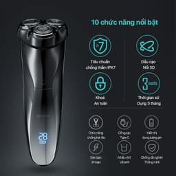 Thumbnail Máy cạo râu Enchen Blackstone 3, máy cạo râu chống nước IPX7, pin sạc, lưỡi dao nổi 3D - BH 6 tháng 2