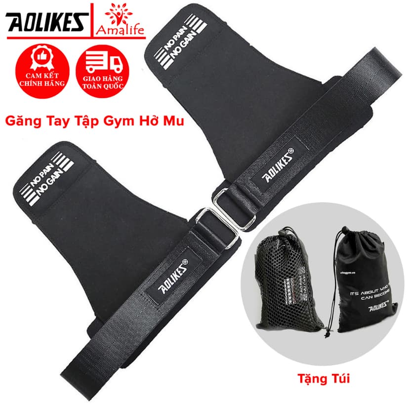Ảnh Găng Tay Tập GYM Hở Mu Bàn Tay Lifting Grips Aolikes Pro AL7639, Bộ Đôi Găng Tay Hở Mu Bảo Vệ Lòng Bàn Tay Hãng Aolike 1
