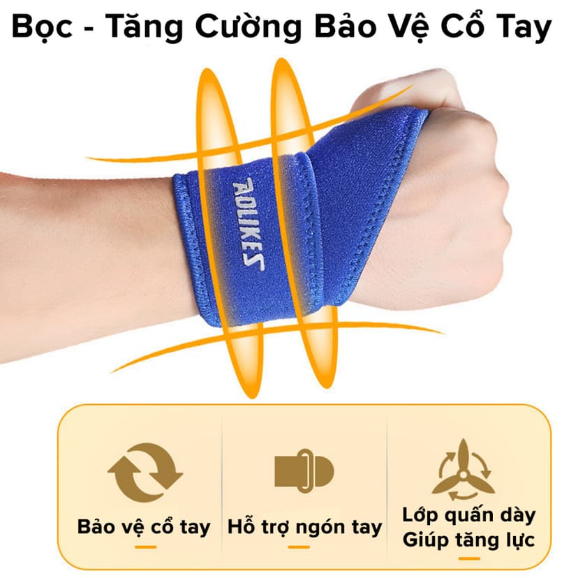 Ảnh Băng Quấn Bảo Vệ Cổ Tay Chính Hãng Aolikes AL7937 Hỗ trợ Nẹp Khớp Cổ Tay Tập Gym Tập Thể Thao Quần Vợt Chọn Màu Cao Cấp 2