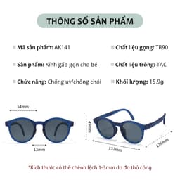 Thumbnail Kính Gấp Gọn Phân Cực Mắt Tròn Aoron Cho Bé Thời Trang Bảo Vệ Mắt Chống Tia Cực Tím Chống Bụi Kèm Hộp Tiện Lợi AK141 2