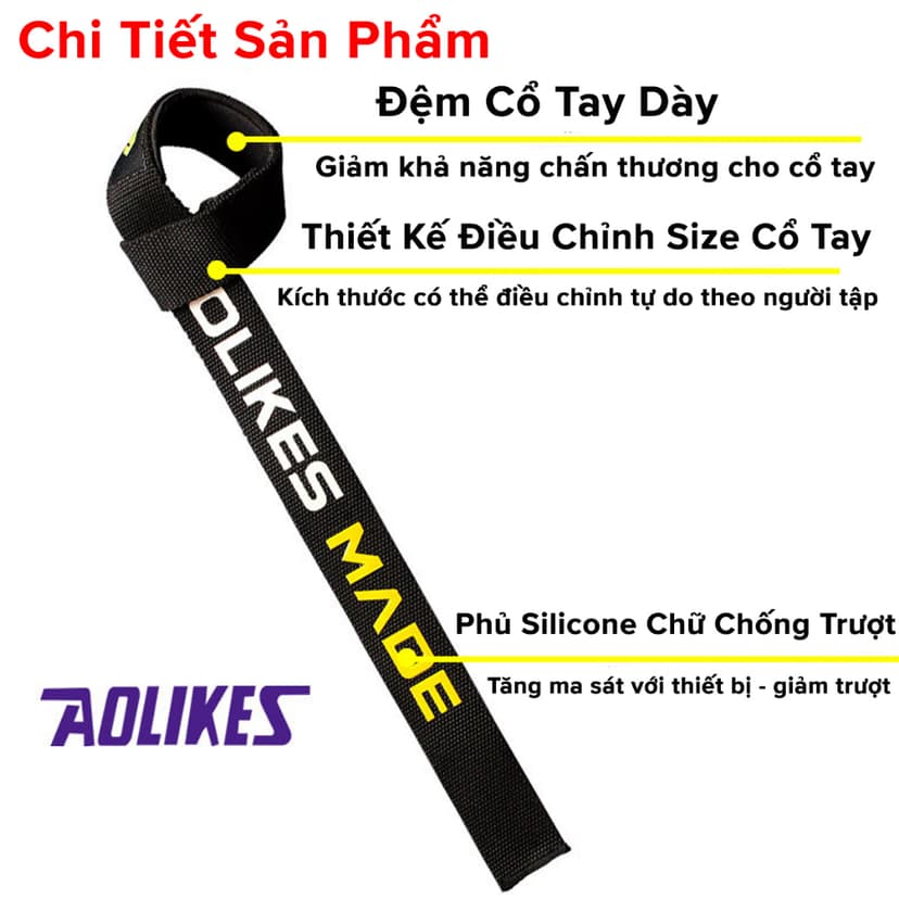 Ảnh Dây Kéo Lưng Lifting Straps Hỗ Trợ Các Bài Tập Kéo Khi Thể Hình, Tập Gym AOLIKES AL 7637 (1 Đôi) Chính Hãng Aolikes 2