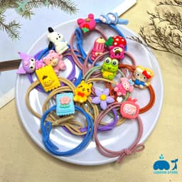 Thumbnail Dây thun cột tóc Laboon đính charm sticker dễ thương dành cho bạn nữ 2